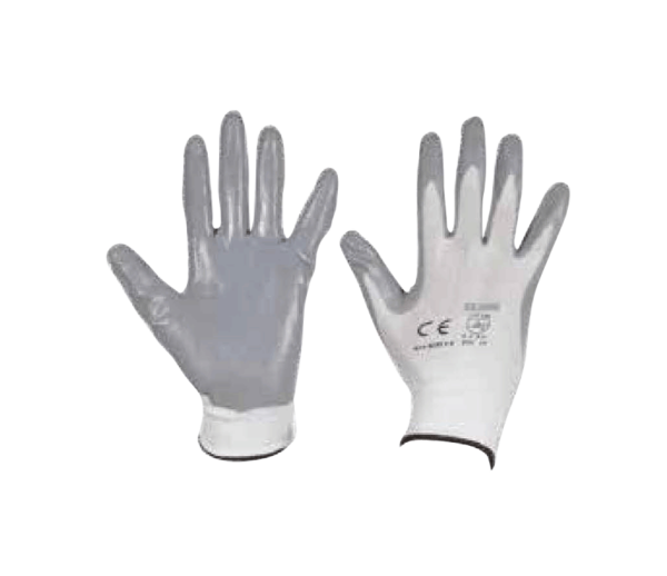 GUANTI NYLON BIANCO SPALMATO GRIGIO 9