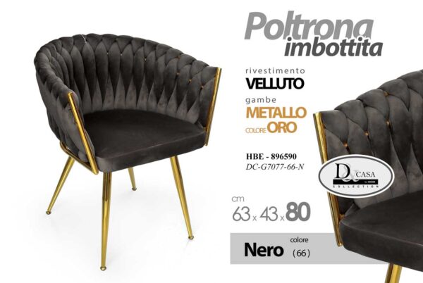 POLTRONA NERA 63*43*80CM