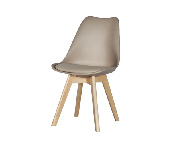 SEDIA LELIA CON GAMBE IN LEGNO TAUPE