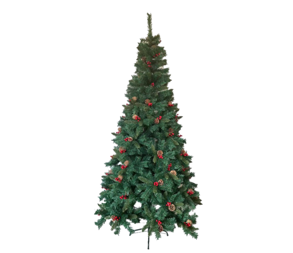 ALBERO DI NATALE CON BACCHE E PIGNE 210CM